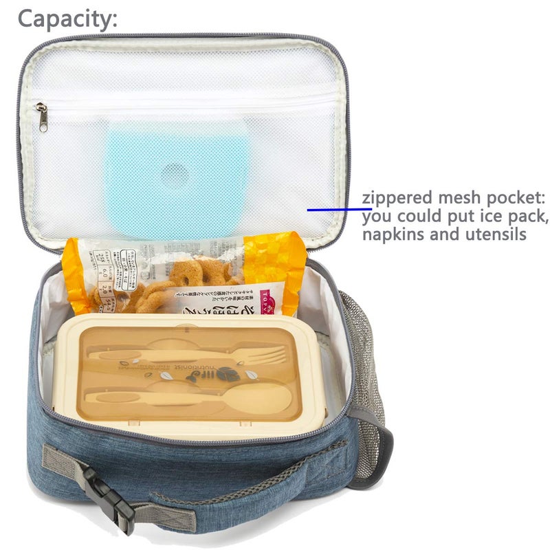 FlowFly Kids Lunch box Insulated Soft Bag Mini Cooler Back to School Thermal Meal Tote Kit for Girls, Boys,Navy - Image 5